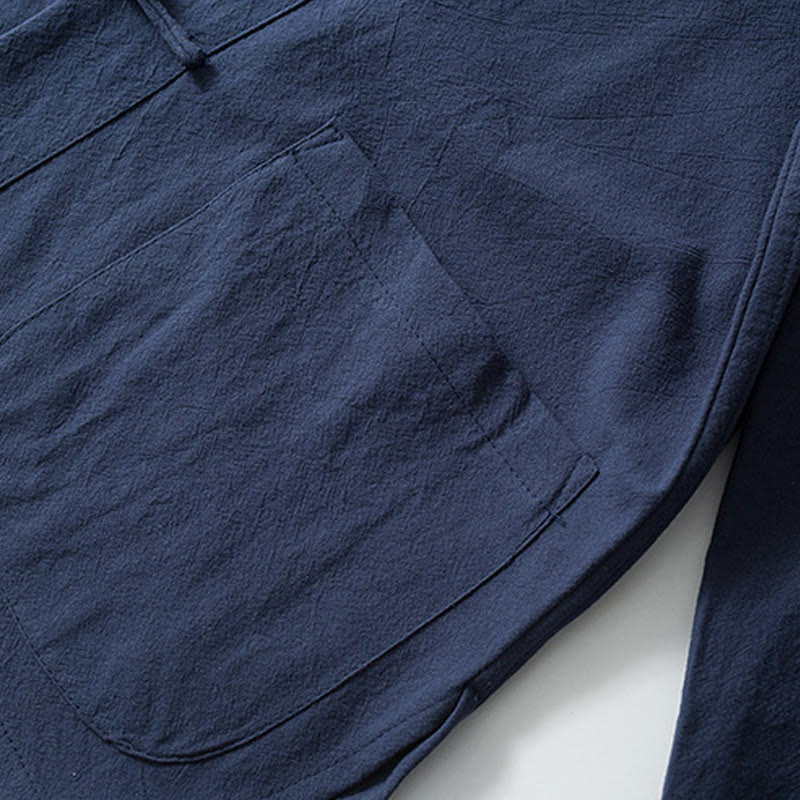 Buddha Stones Rana Botón Chino Tang Traje Camisa Algodón Lino Hombres Chaqueta Ropa