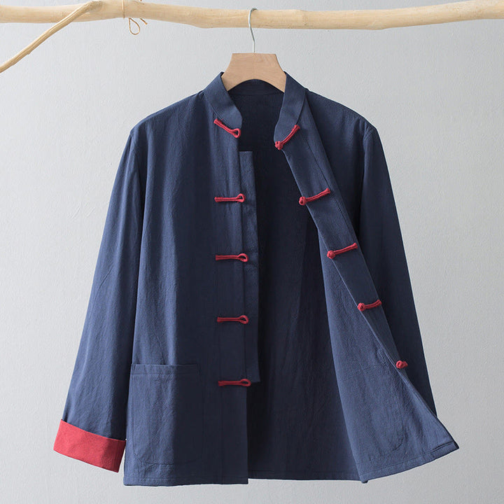 Buddha Stones Rana Botón Chino Tang Traje Camisa Algodón Lino Hombres Chaqueta Ropa - image 13