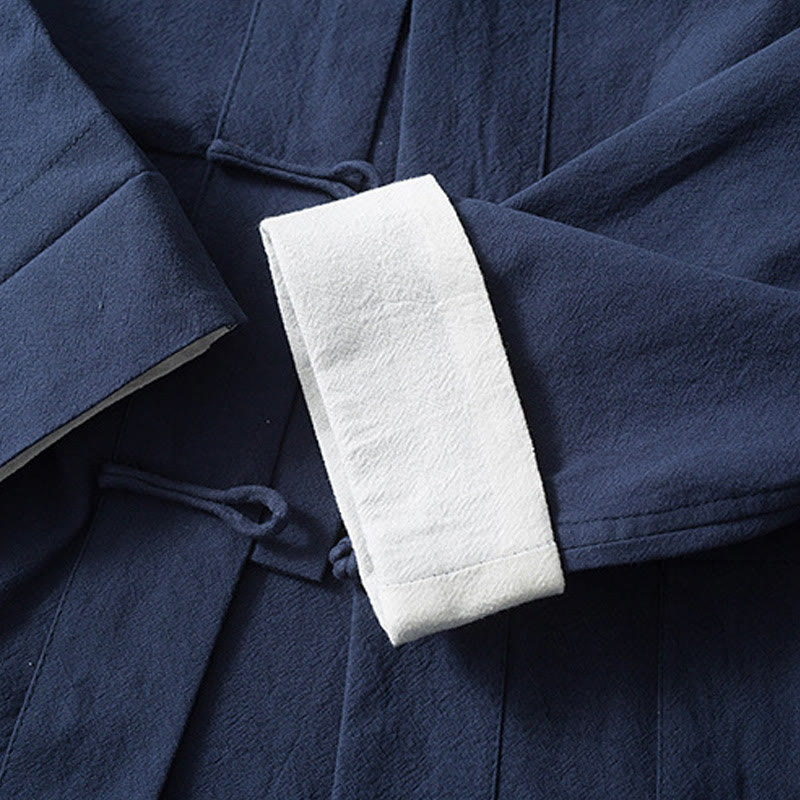 Camisa de traje chino Tang con estampado de Buddha Stones de rana, chaqueta de lino y algodón para hombre. - image 11