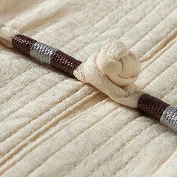 Buddha Stones a lo largo del río durante el patrón del Festival Qingming Traje Tang tradicional Camisa de manga corta Pantalones Ropa Conjunto para hombres
