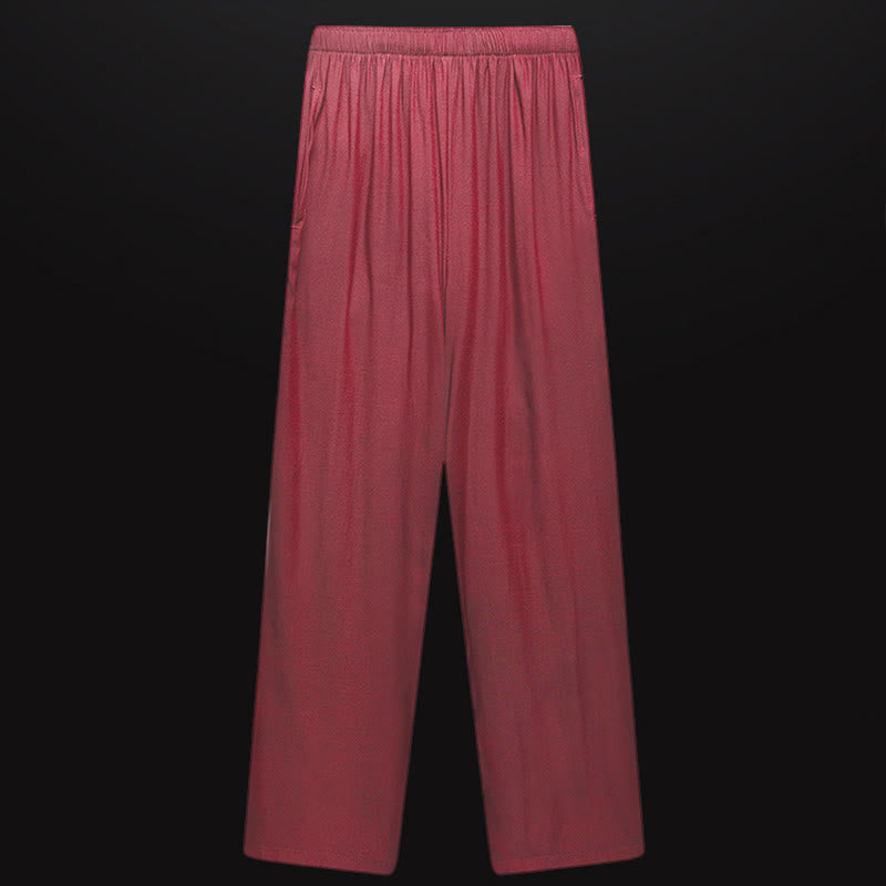 Buddha Stones a lo largo del río durante el patrón del Festival Qingming Traje Tang tradicional Camisa de manga corta Pantalones Ropa Conjunto para hombres