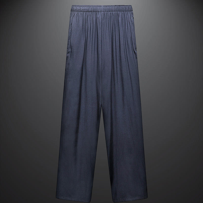 Buddha Stones a lo largo del río durante el patrón del Festival Qingming Traje Tang tradicional Camisa de manga corta Pantalones Ropa Conjunto para hombres