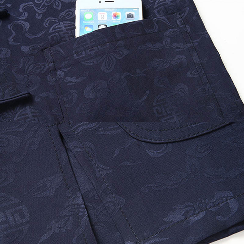Buddha Stones calabaza flor hojas Tang traje camisa de manga corta pantalones ropa conjunto de hombres