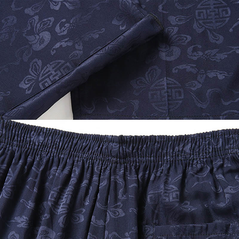 Buddha Stones calabaza flor hojas Tang traje camisa de manga corta pantalones ropa conjunto de hombres