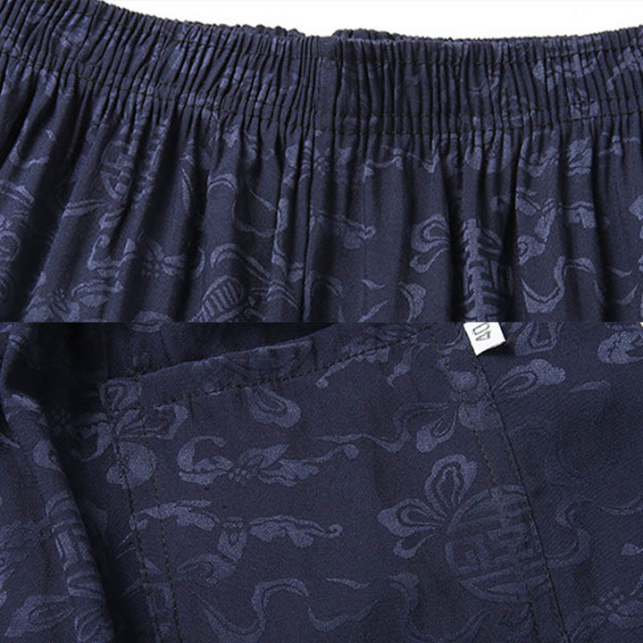 Buddha Stones calabaza flor hojas Tang traje camisa de manga corta pantalones ropa conjunto de hombres