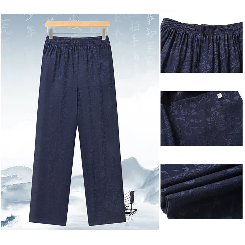 Buddha Stones calabaza flor hojas Tang traje camisa de manga corta pantalones ropa conjunto de hombres
