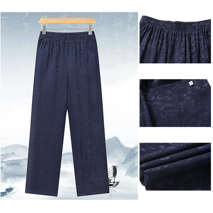 Buddha Stones calabaza flor hojas Tang traje camisa de manga corta pantalones ropa conjunto de hombres