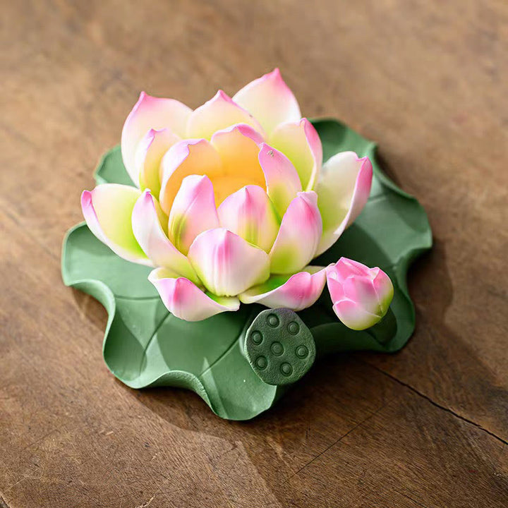 Buddha Stones, flor de loto, vaina de hoja, curación espiritual, palo de cerámica, decoración de quemador de incienso - image 2