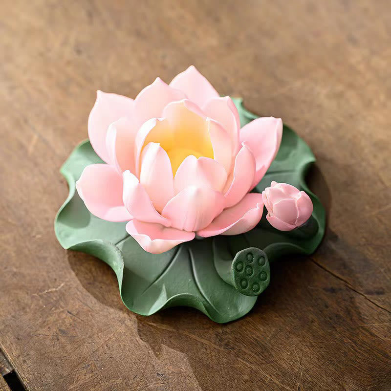 Buddha Stones, flor de loto, vaina de hoja, curación espiritual, palo de cerámica, decoración de quemador de incienso - Loto rosa 10,5*4,7 cm - image 6