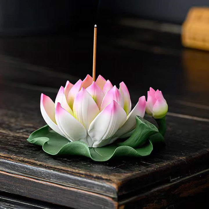 Buddha Stones, flor de loto, vaina de hoja, curación espiritual, palo de cerámica, decoración de quemador de incienso - image 4