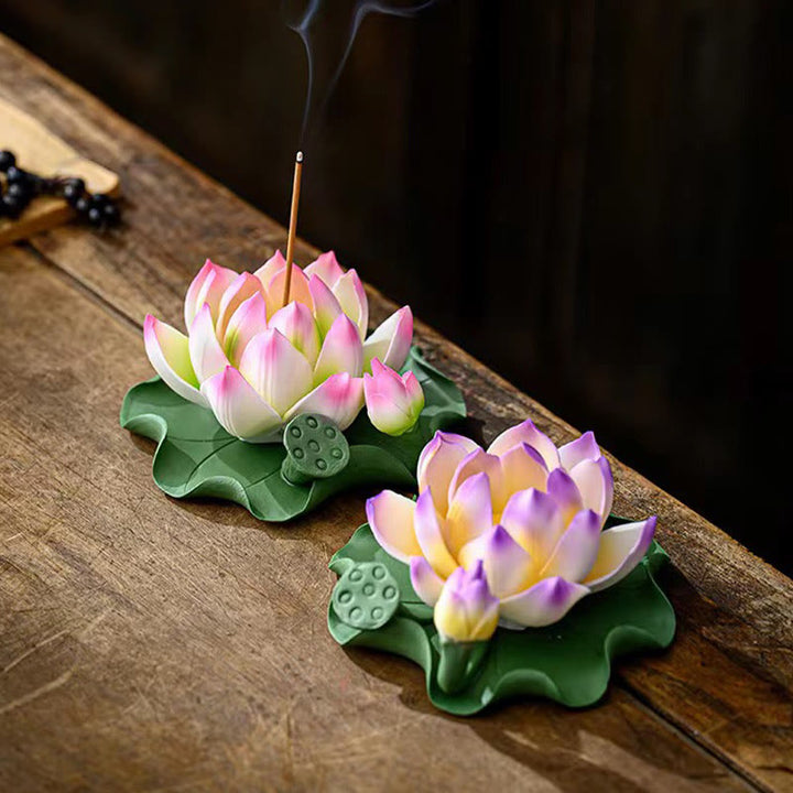 Buddha Stones, flor de loto, vaina de hoja, curación espiritual, palo de cerámica, decoración de quemador de incienso - image 10