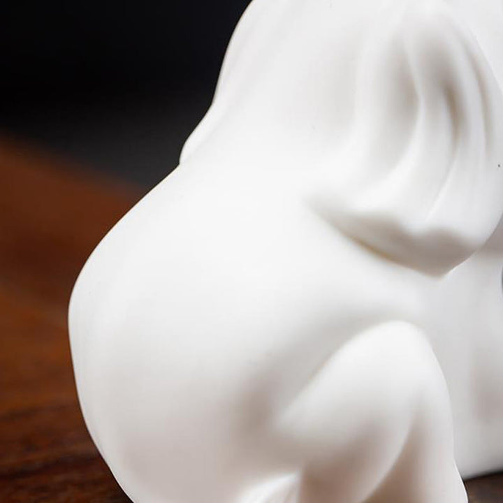Estatua de elefante pequeña de Buddha Stones, porcelana blanca, cerámica, decoración de escritorio para el hogar