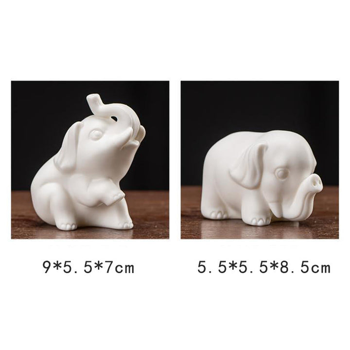 Estatua de elefante pequeña de Buddha Stones, porcelana blanca, cerámica, decoración de escritorio para el hogar