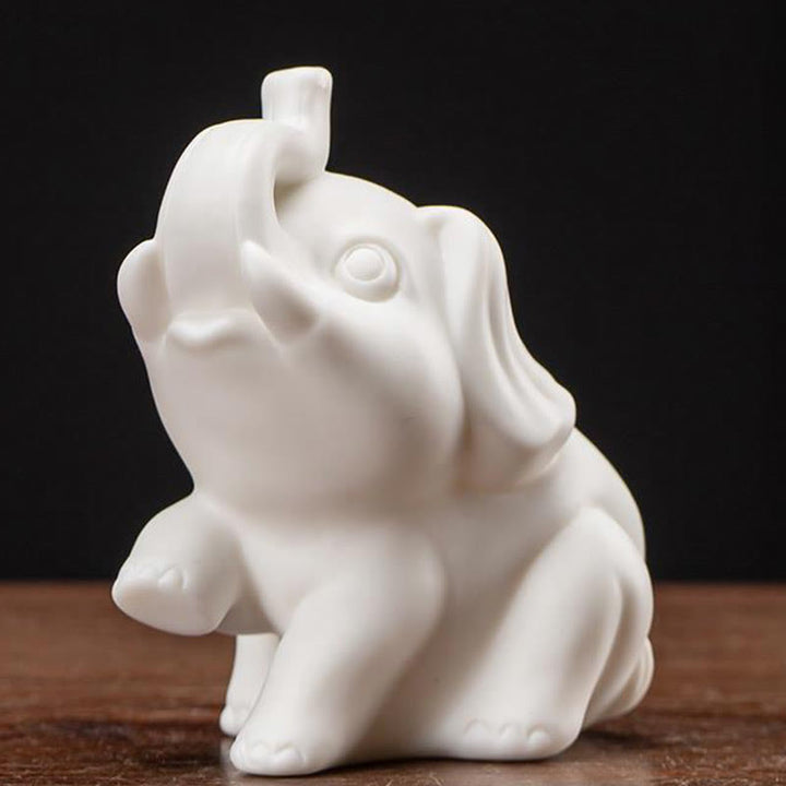 Estatua de elefante pequeña de Buddha Stones, porcelana blanca, cerámica, decoración de escritorio para el hogar
