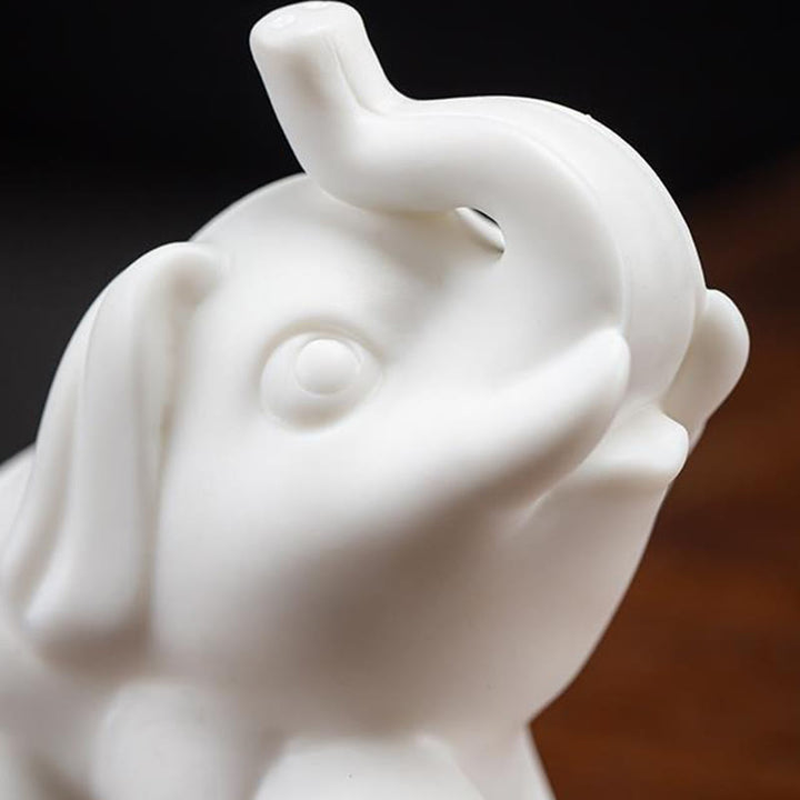 Estatua de elefante pequeña de Buddha Stones, porcelana blanca, cerámica, decoración de escritorio para el hogar