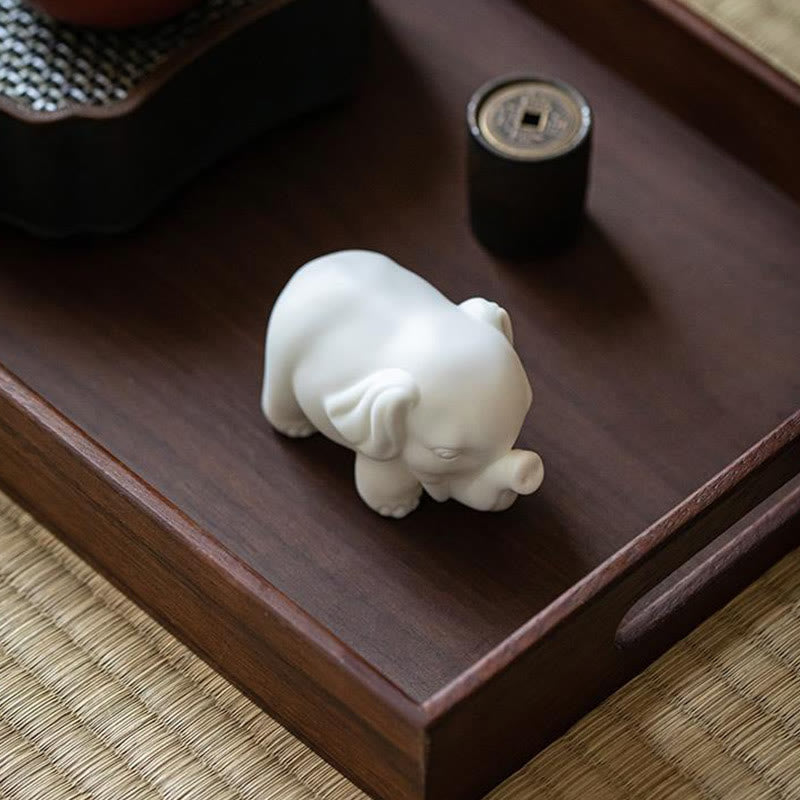 Estatua de elefante pequeña de Buddha Stones, porcelana blanca, cerámica, decoración de escritorio para el hogar - image 4