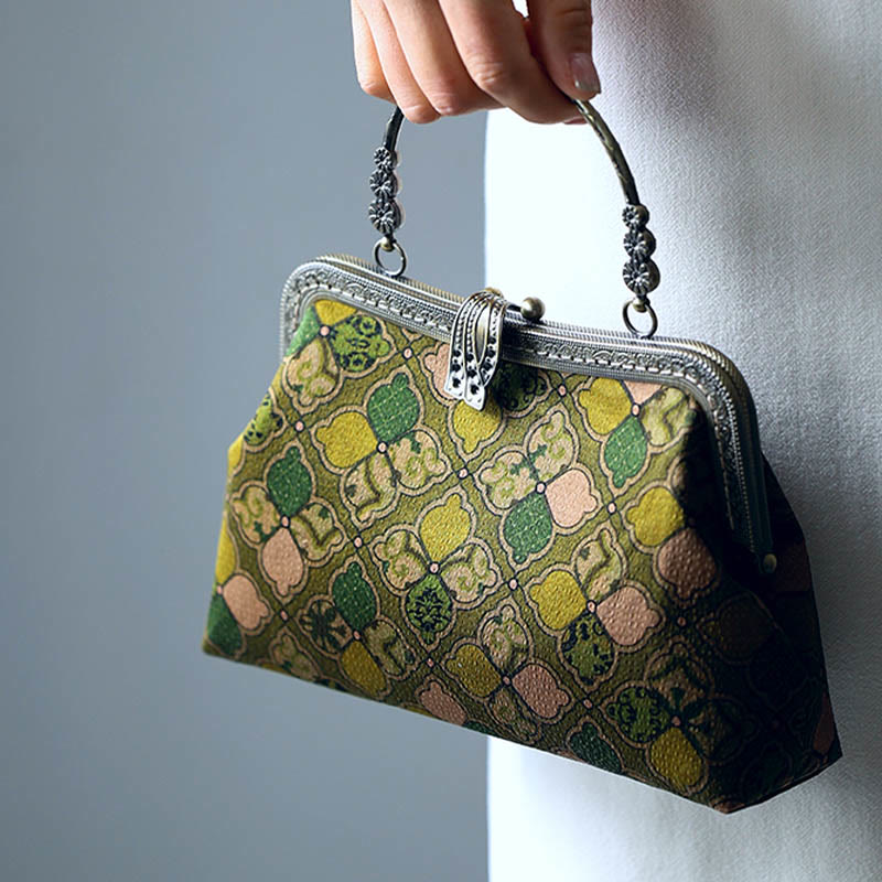 Bolso bandolera con cadena de metal y hojas verdes de Buddha Stones, bolso bandolera, bolso para teléfono móvil