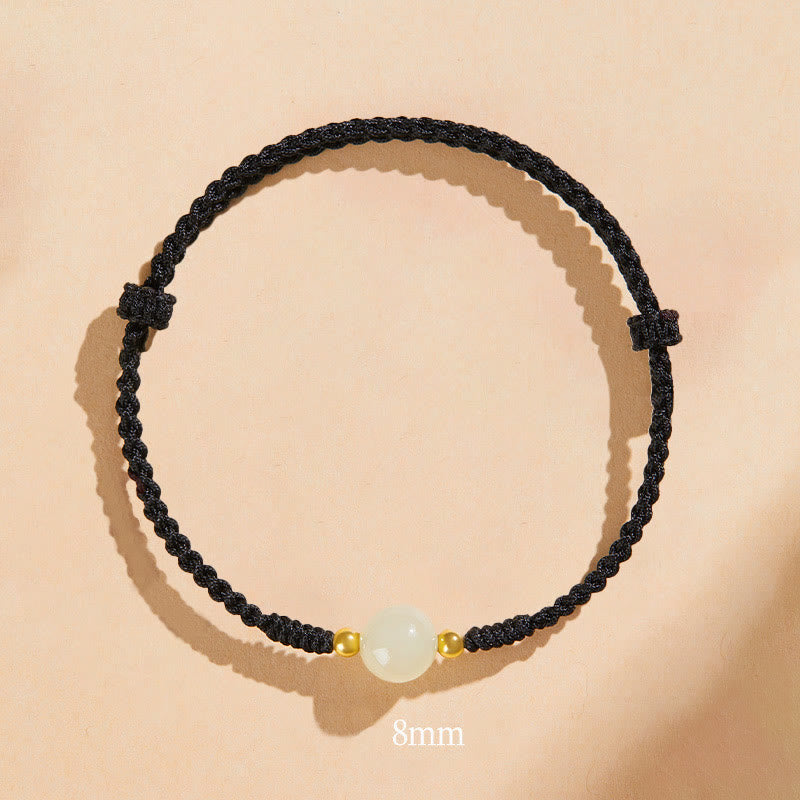 Pulsera trenzada de prosperidad con cuentas de la suerte, redondas, hechas a mano, con Buddha Stones