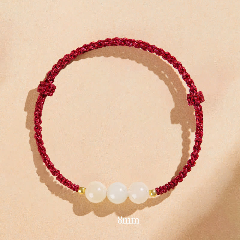 Pulsera trenzada de prosperidad con cuentas de la suerte, redondas, hechas a mano, con Buddha Stones