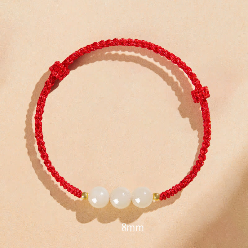 Pulsera trenzada de prosperidad con cuentas de la suerte, redondas, hechas a mano, con Buddha Stones