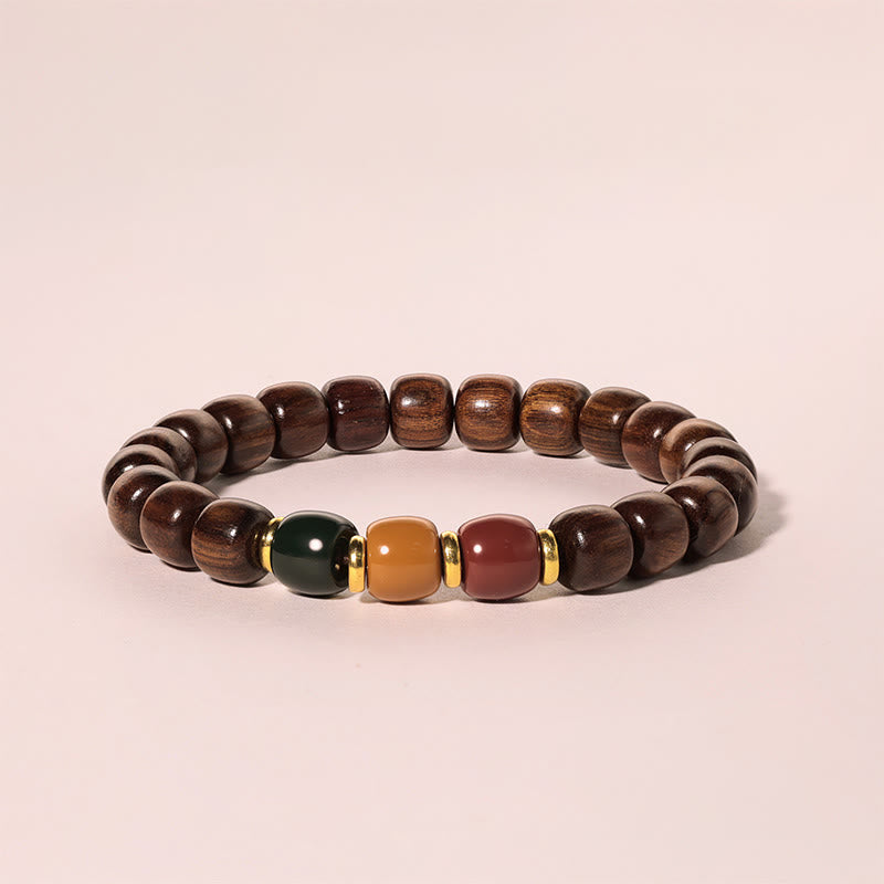 Pulsera de equilibrio de paz de palisandro de madera de ébano con Buddha Stones