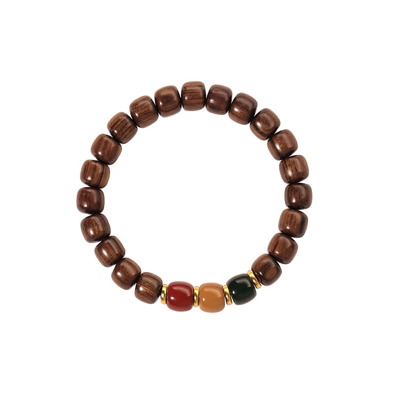 Pulsera de equilibrio de paz de palisandro de madera de ébano con Buddha Stones