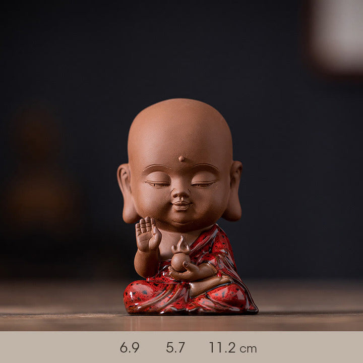 Buddha Stones Mini Gautama Buda Sakyamuni Kwan Yin Avalokitesvara Ksitigarbha Serenity decoración de escritorio de cerámica - Ksitigarbha 6,9 x 5,7 x 11,2 cm - image 17