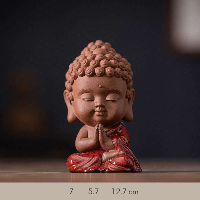 Buddha Stones Mini Gautama Buda Sakyamuni Kwan Yin Avalokitesvara Ksitigarbha Serenity decoración de escritorio de cerámica - Buda Gautama Sakyamuni 7*5,7*12,7 cm - image 1