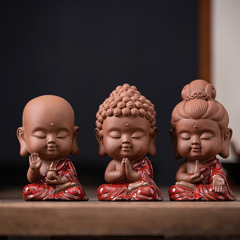 Buddha Stones Mini Gautama Buda Sakyamuni Kwan Yin Avalokitesvara Ksitigarbha Serenity decoración de escritorio de cerámica - image 19