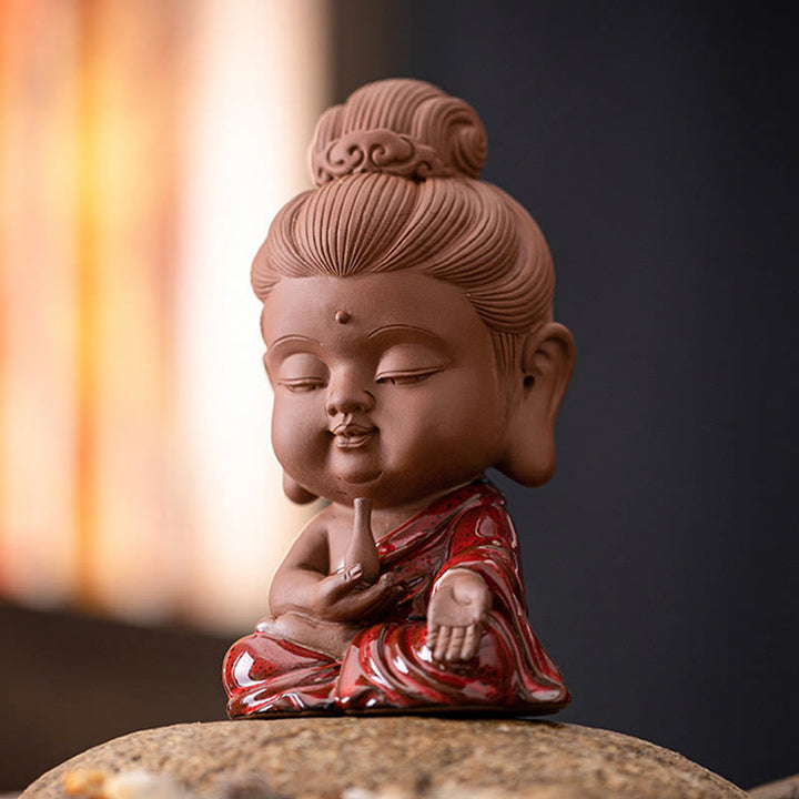 Buddha Stones Mini Gautama Buda Sakyamuni Kwan Yin Avalokitesvara Ksitigarbha Serenity decoración de escritorio de cerámica - image 15