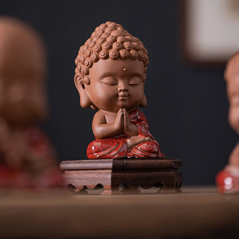 Buddha Stones Mini Gautama Buda Sakyamuni Kwan Yin Avalokitesvara Ksitigarbha Serenity decoración de escritorio de cerámica - image 6