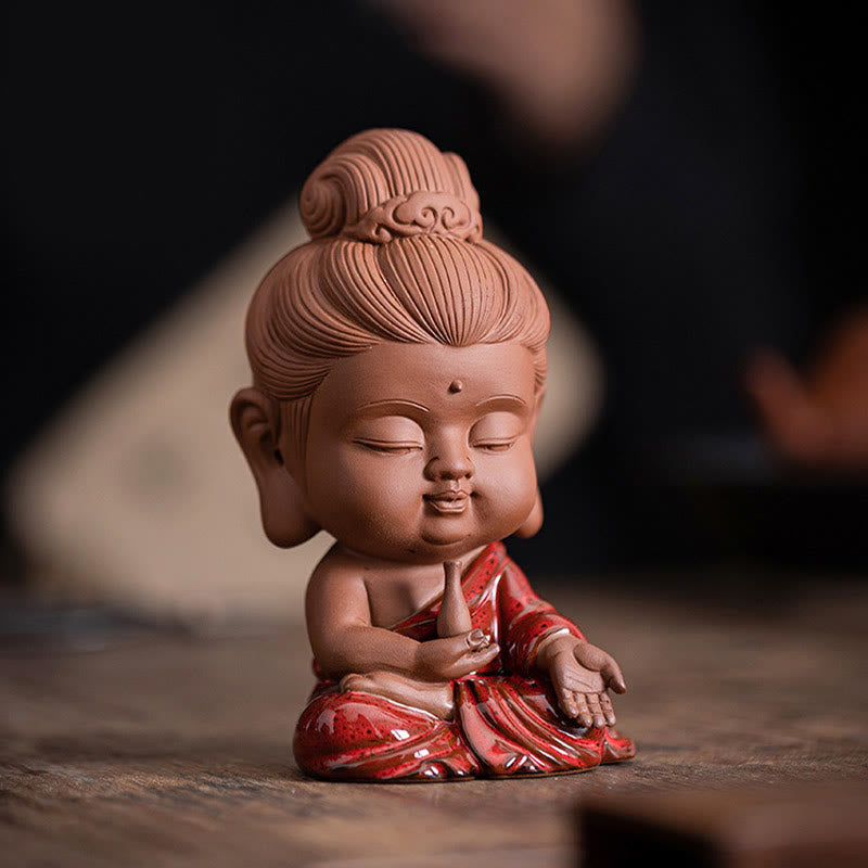 Buddha Stones Mini Gautama Buda Sakyamuni Kwan Yin Avalokitesvara Ksitigarbha Serenity decoración de escritorio de cerámica - image 14