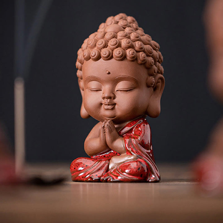 Buddha Stones Mini Gautama Buda Sakyamuni Kwan Yin Avalokitesvara Ksitigarbha Serenity decoración de escritorio de cerámica - image 2