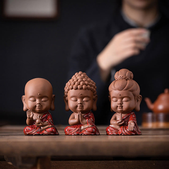 Buddha Stones Mini Gautama Buda Sakyamuni Kwan Yin Avalokitesvara Ksitigarbha Serenity decoración de escritorio de cerámica - image 21