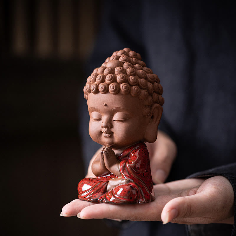 Buddha Stones Mini Gautama Buda Sakyamuni Kwan Yin Avalokitesvara Ksitigarbha Serenity decoración de escritorio de cerámica - image 4