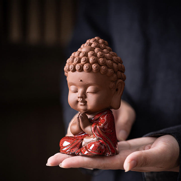 Buddha Stones Mini Gautama Buda Sakyamuni Kwan Yin Avalokitesvara Ksitigarbha Serenity decoración de escritorio de cerámica - image 4