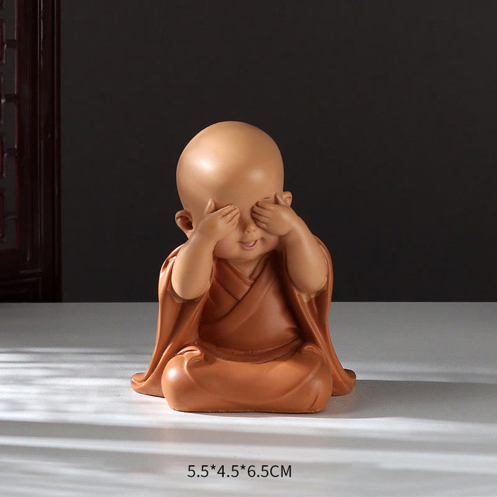 Buddha Stones pequeñas, minimeditación, monje rezando, resina de serenidad, decoración del hogar - Monje que cubre los ojos 5,5 x 4,5 x 6,5 cm - image 6