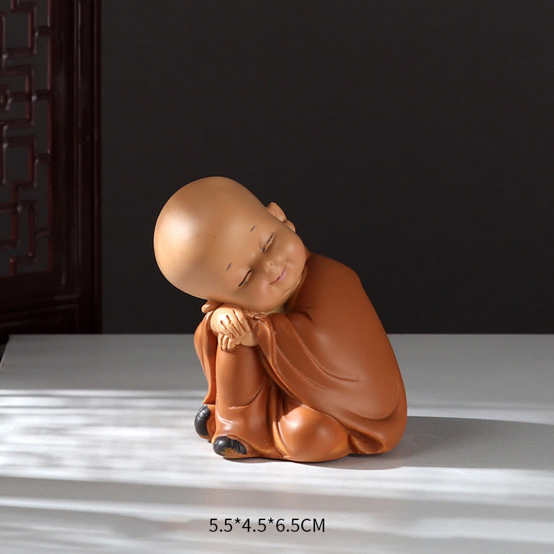 Buddha Stones pequeñas, minimeditación, monje rezando, resina de serenidad, decoración del hogar - Monje tomando una siesta 5,5 x 4,5 x 6,5 cm - image 4