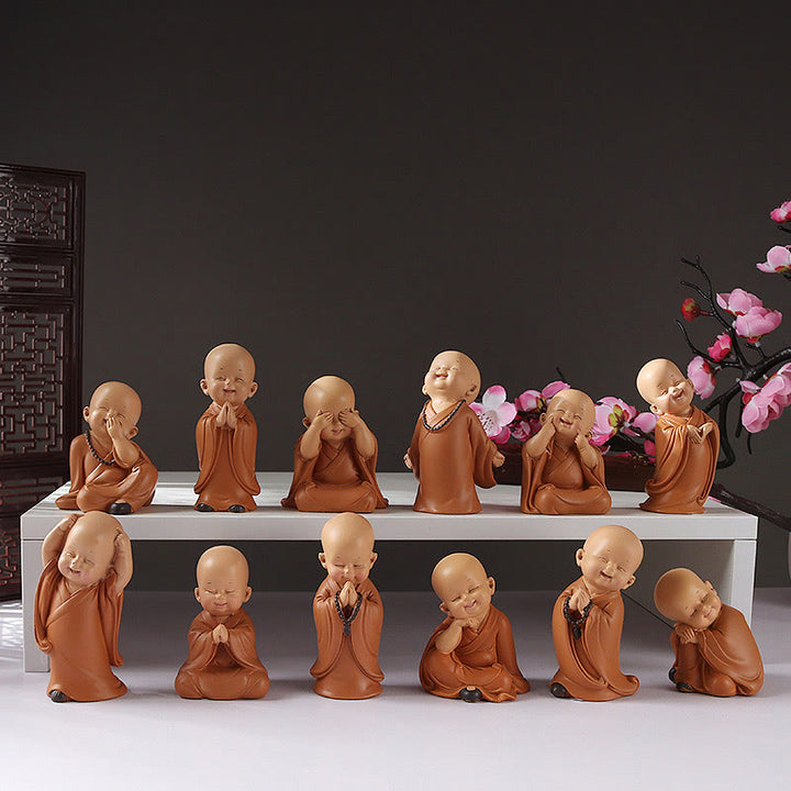 Buddha Stones pequeñas, minimeditación, monje rezando, resina de serenidad, decoración del hogar