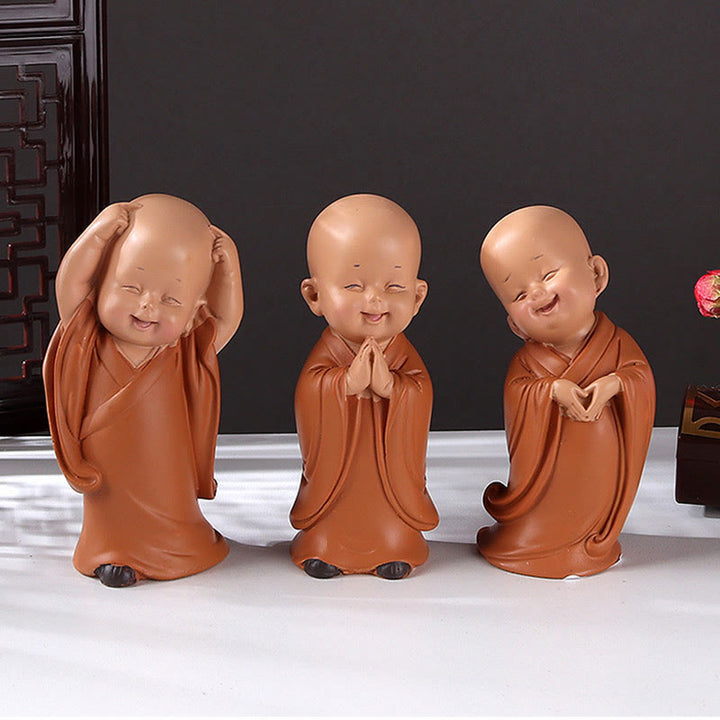 Buddha Stones pequeñas, minimeditación, monje rezando, resina de serenidad, decoración del hogar