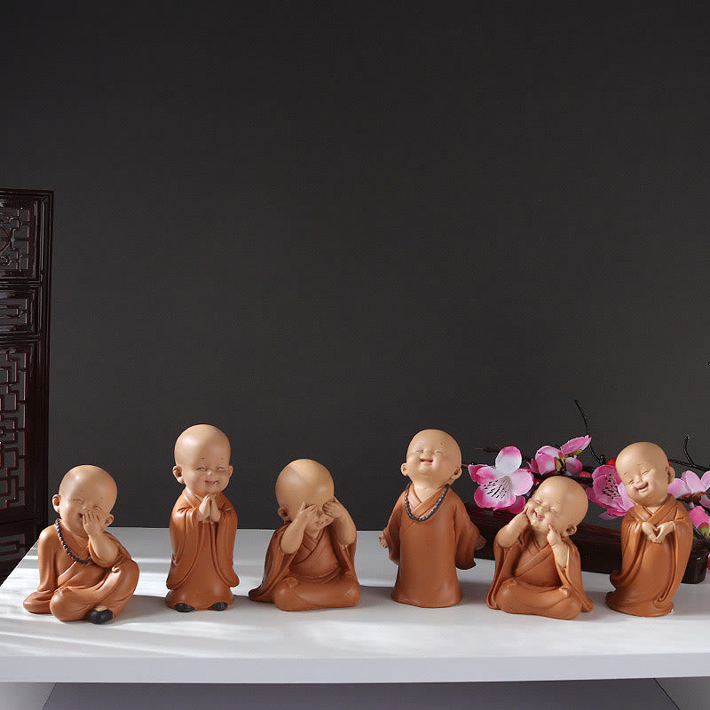 Buddha Stones pequeñas, minimeditación, monje rezando, resina de serenidad, decoración del hogar
