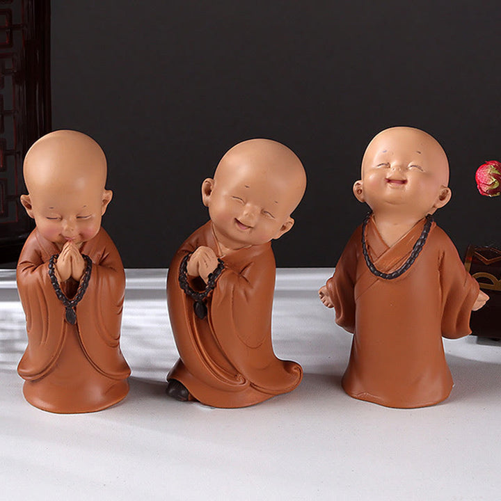 Buddha Stones pequeñas, minimeditación, monje rezando, resina de serenidad, decoración del hogar