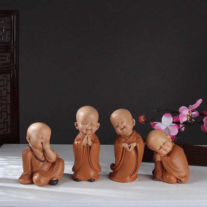 Buddha Stones pequeñas, minimeditación, monje rezando, resina de serenidad, decoración del hogar