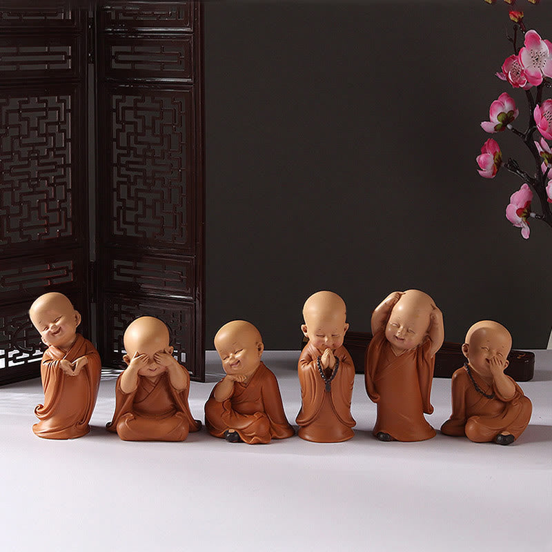 Buddha Stones pequeñas, minimeditación, monje rezando, resina de serenidad, decoración del hogar