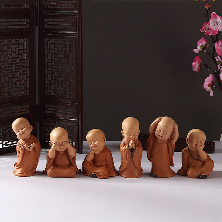 Buddha Stones pequeñas, minimeditación, monje rezando, resina de serenidad, decoración del hogar