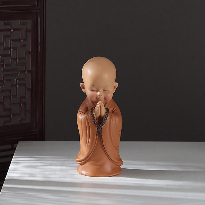 Buddha Stones pequeñas, minimeditación, monje rezando, resina de serenidad, decoración del hogar