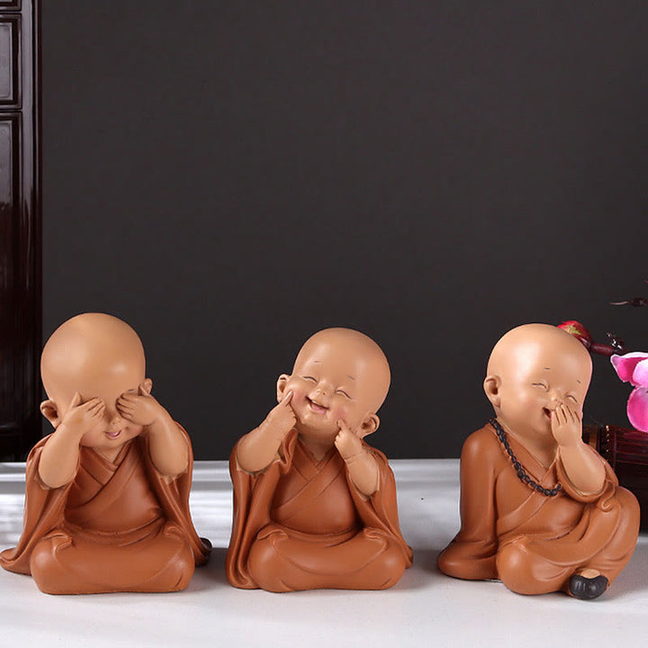 Buddha Stones pequeñas, minimeditación, monje rezando, resina de serenidad, decoración del hogar