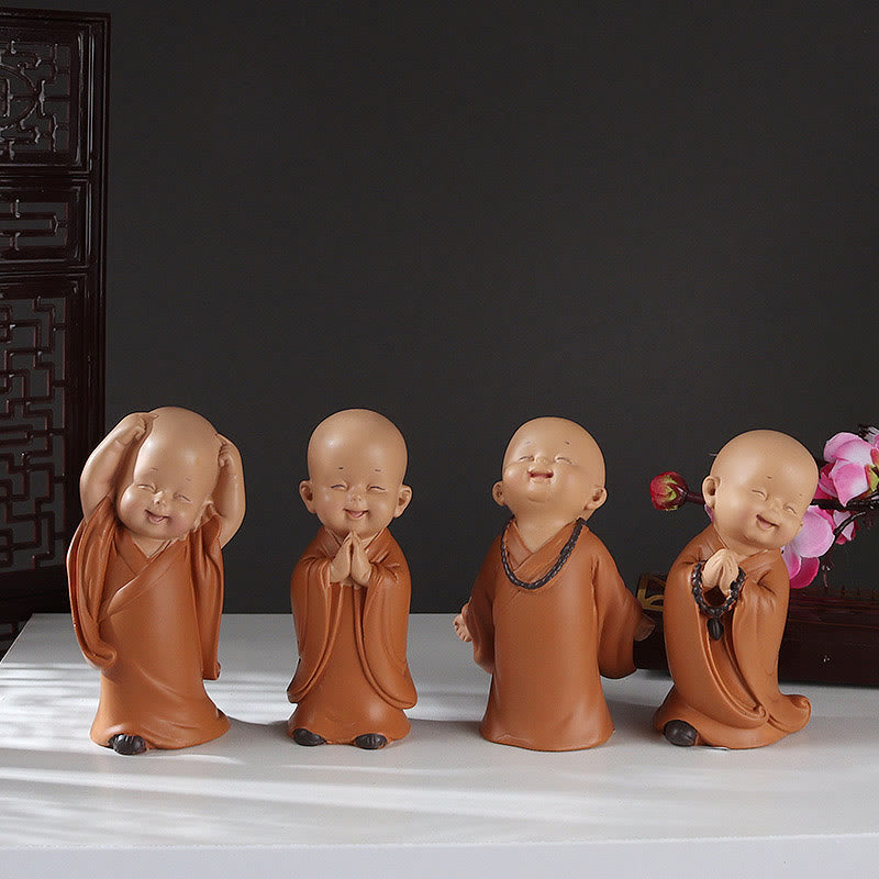Buddha Stones pequeñas, minimeditación, monje rezando, resina de serenidad, decoración del hogar