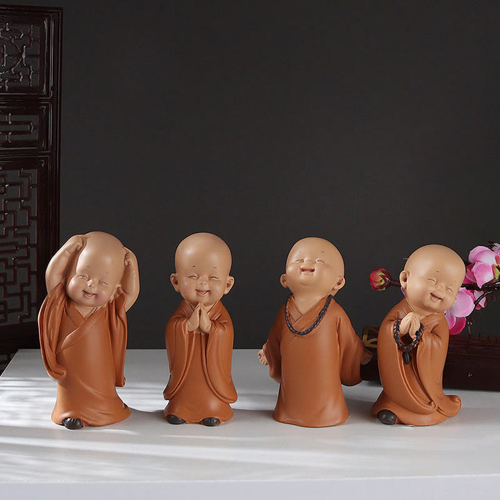 Buddha Stones pequeñas, minimeditación, monje rezando, resina de serenidad, decoración del hogar