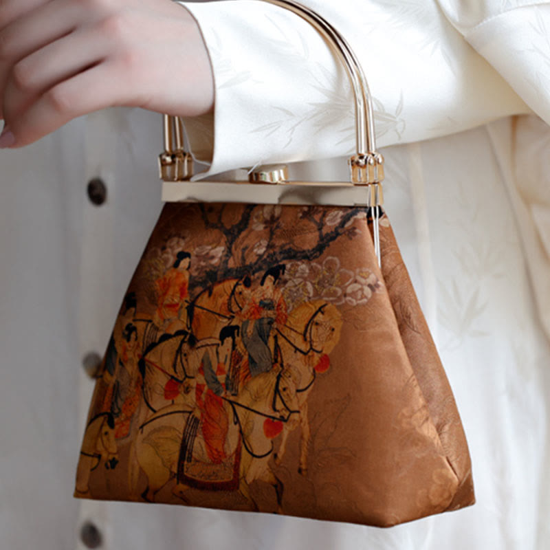 Pintura de Buddha Stones de la dama de Guoguo en una excursión de primavera Bolso con asa de metal